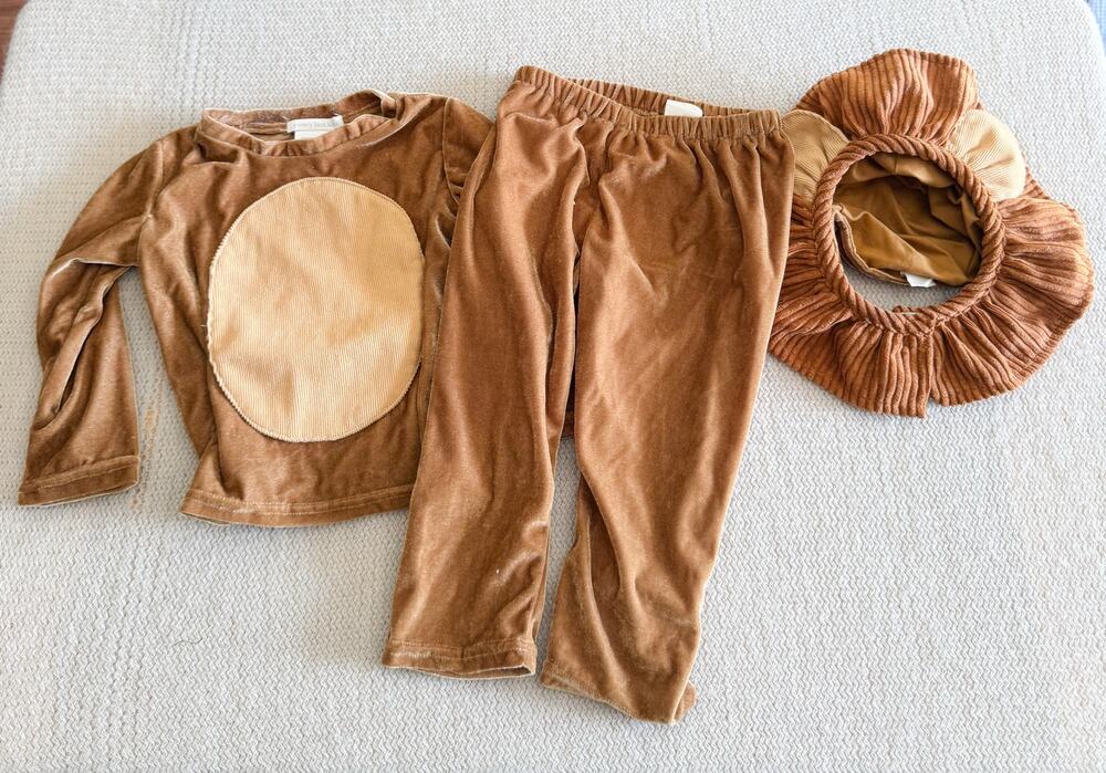 Pottery Barn Kids Brown Velvety Lion Costume 2T Halloween Dress Up